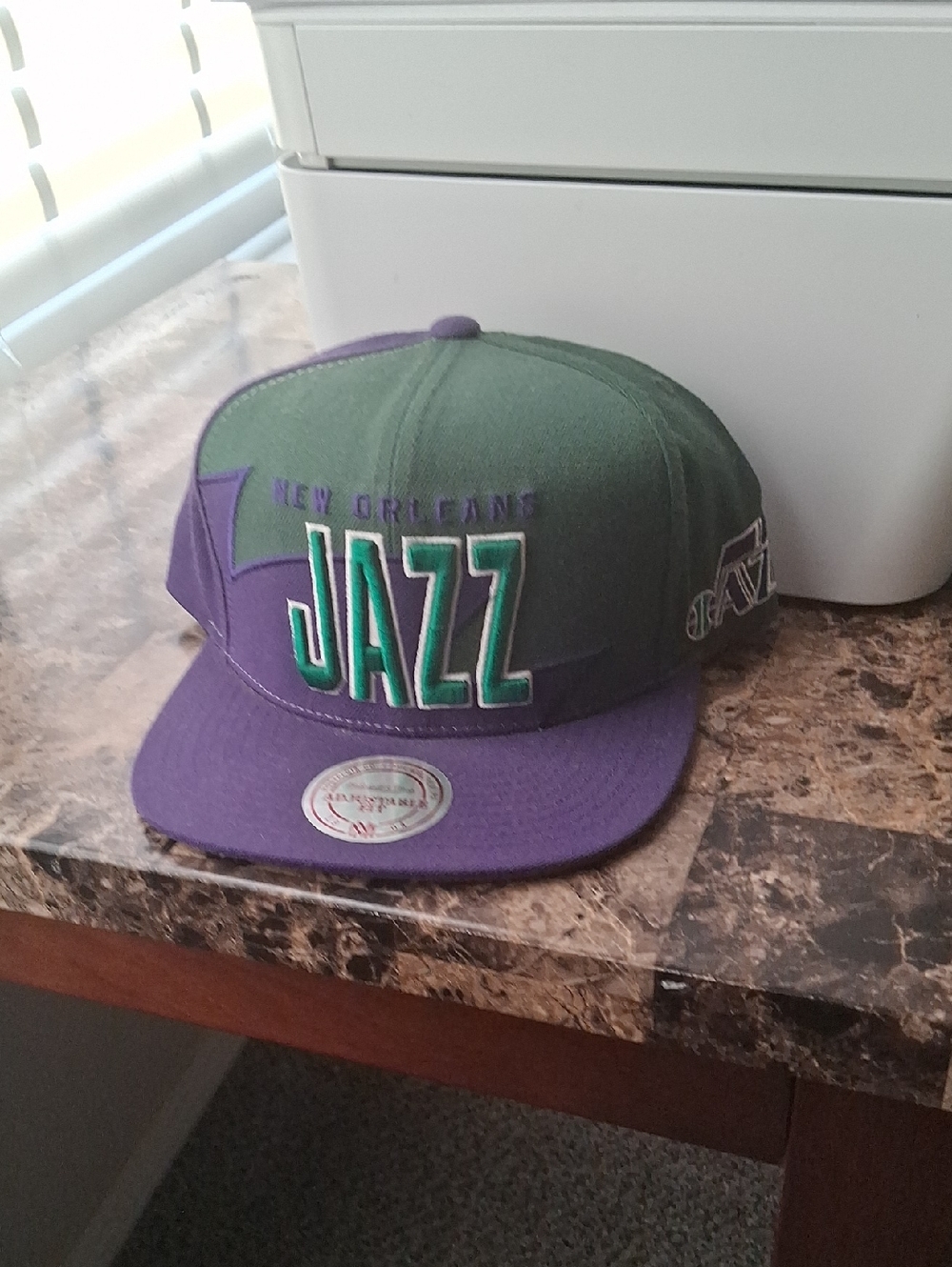 New Orleans Jazz Two-Tone Snapback Hat - Green & Purple